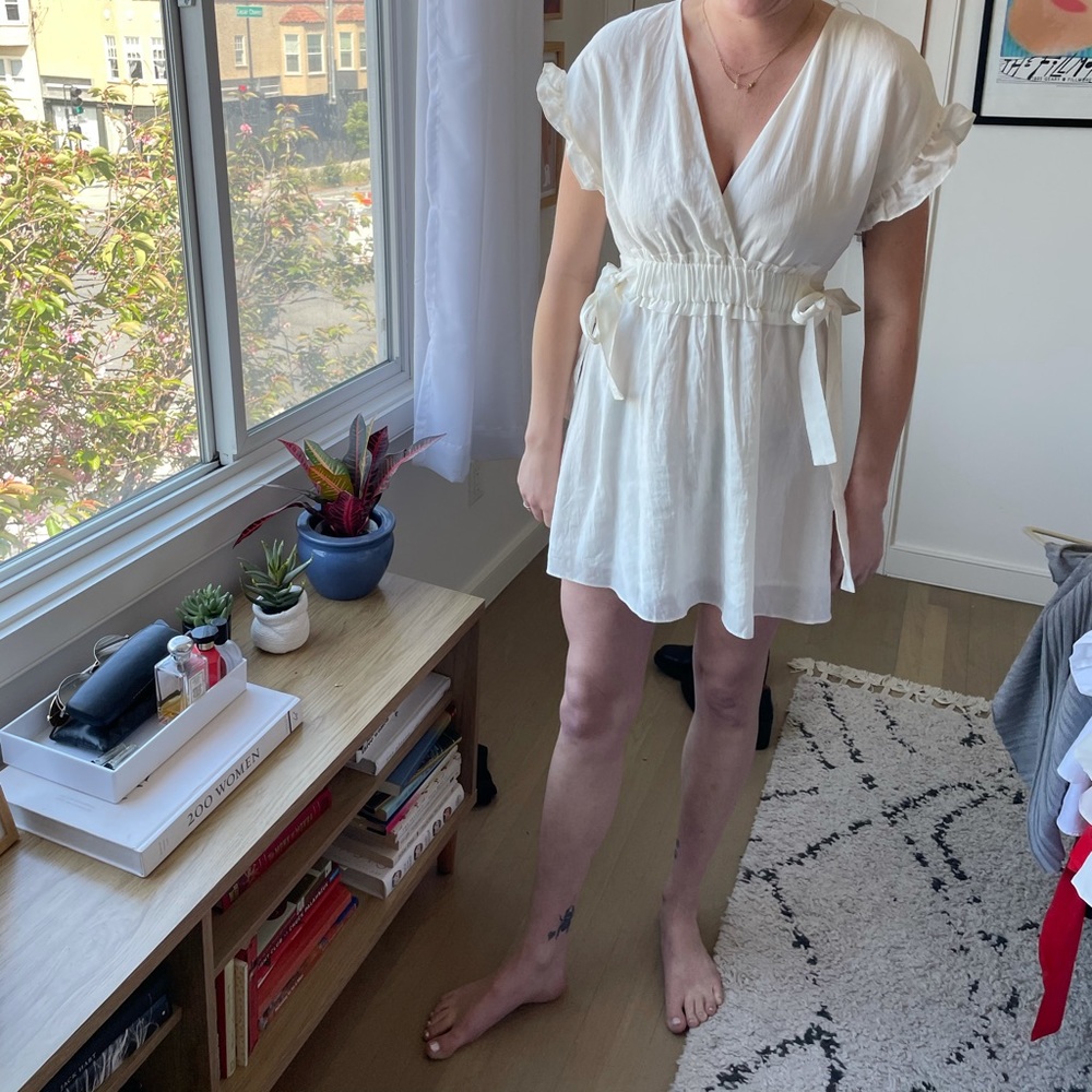 White Zara Babydoll Dress with bows